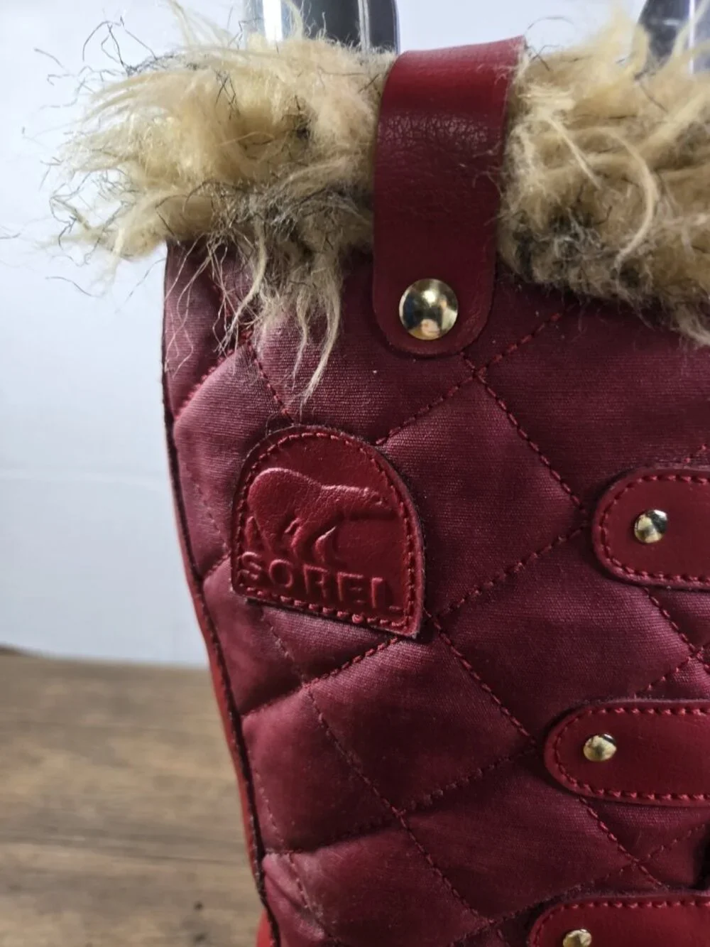 Sorel Joan of Arctic Red Quilted Faux Fur Waterproof Insulated Winter Snow Boots